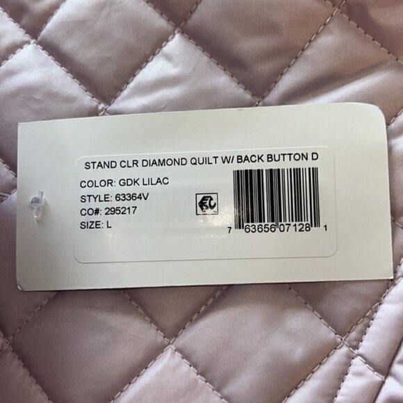 NWT Via Spiga quilted car coat size L in lilac with stand collar and two pockets - Picture 15 of 15